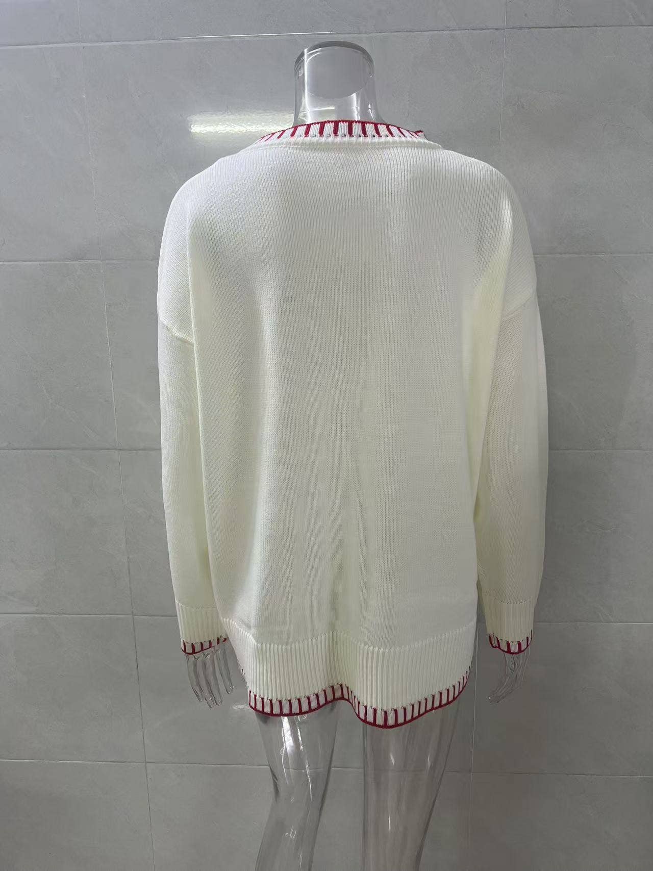 Laid-back Style Knitted Bow Jacquard Sweater PP117
