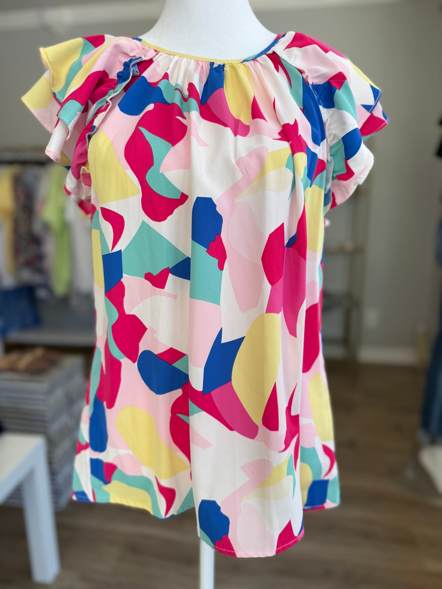 Colorful Ruffle Sleeve Blouse RR021