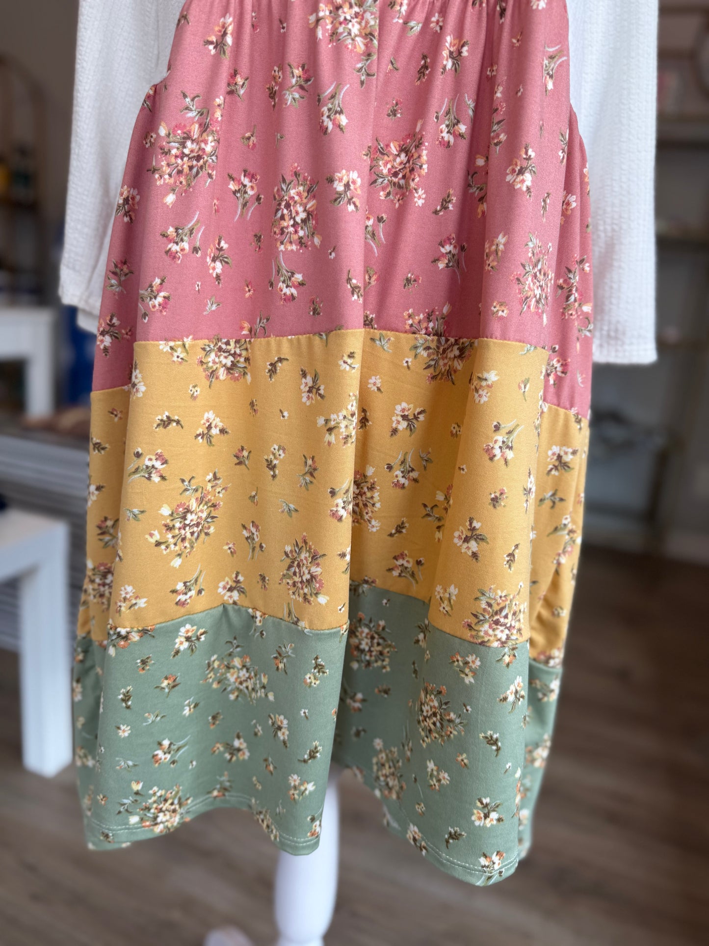 Cream Tri-Colored Dress PP010