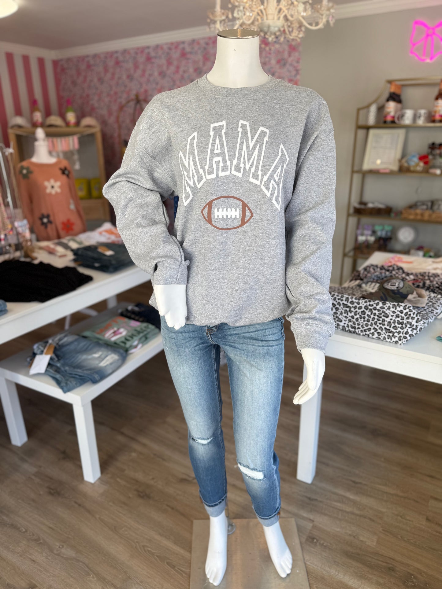 3D Puff Football Mama Sweatshirt PP048