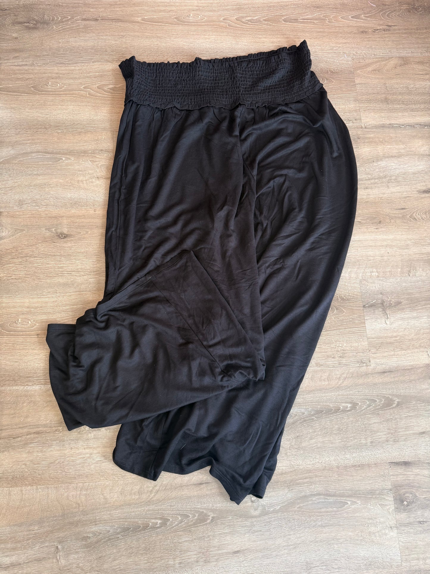 Easel Black Stretchy Wide Leg Pants PP062