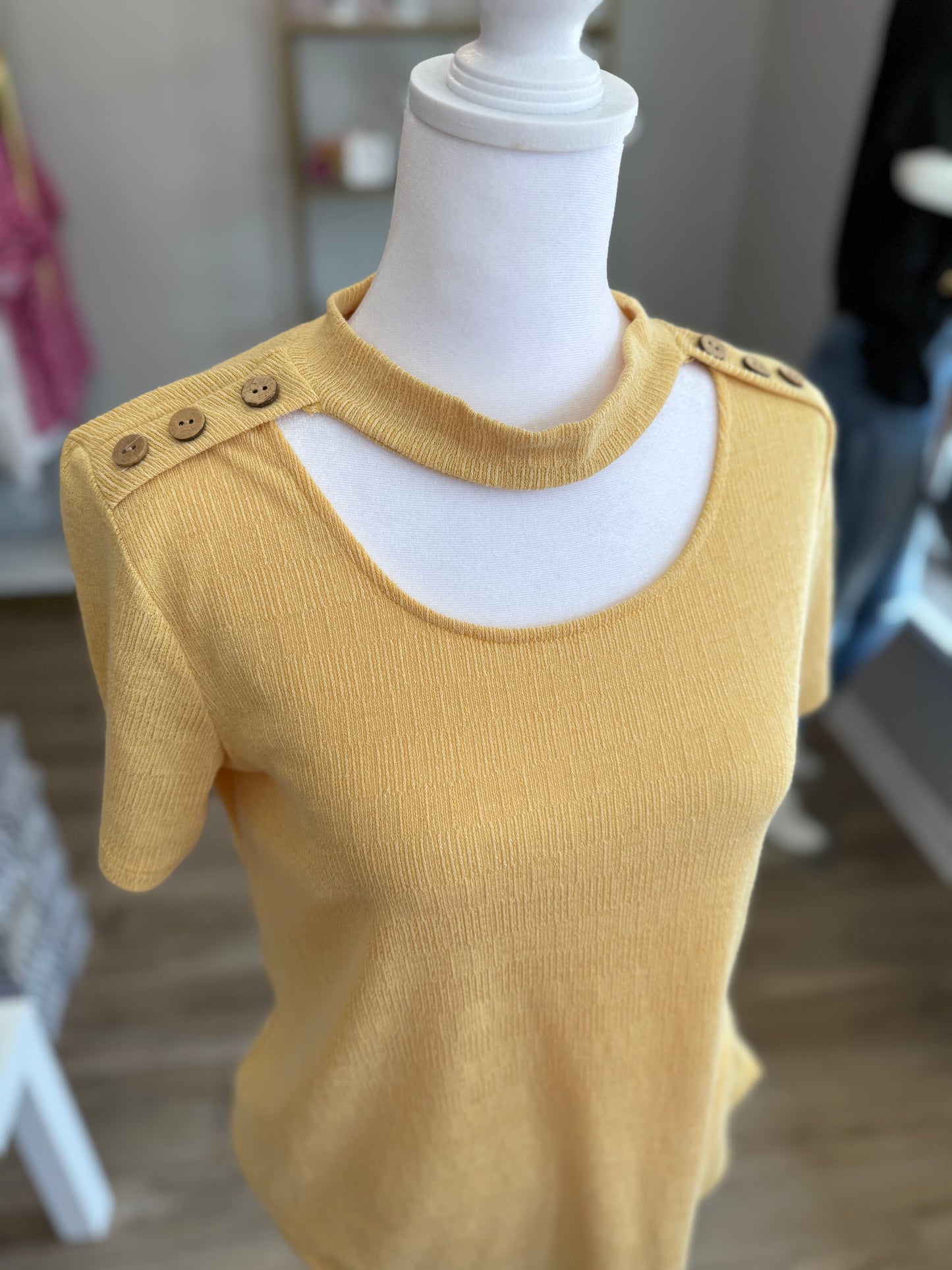 Mustard Button Blouse PP015