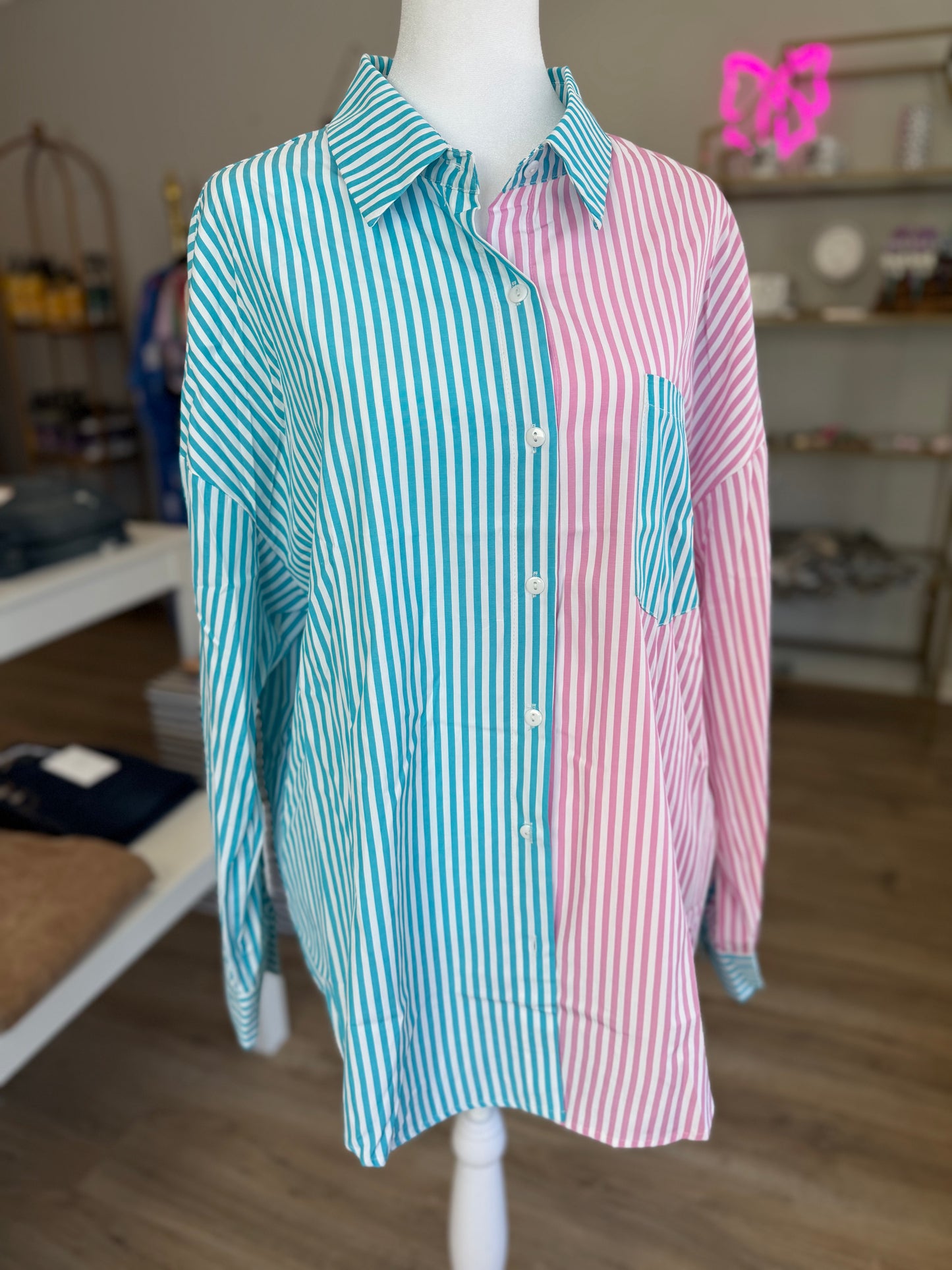Color Block Button Up RR016
