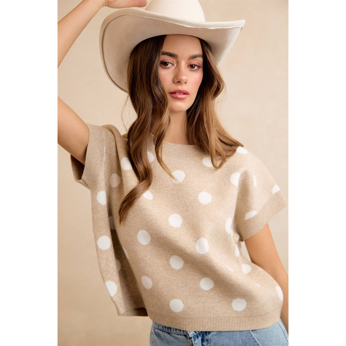 POLKA DOT KNIT SLEEVELESS TOP PP178