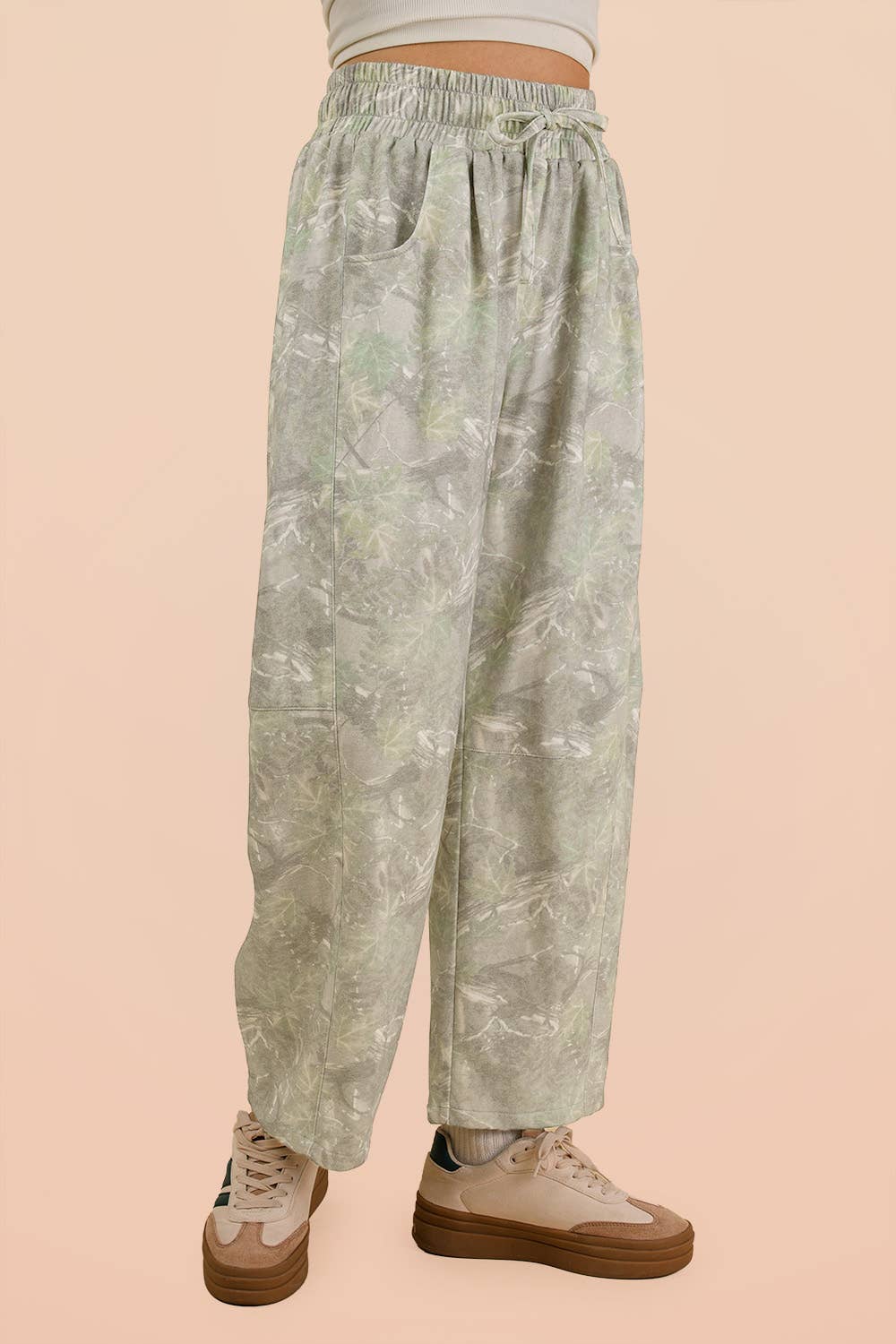 Camo Print Casual Knit Barrel Pants PP127