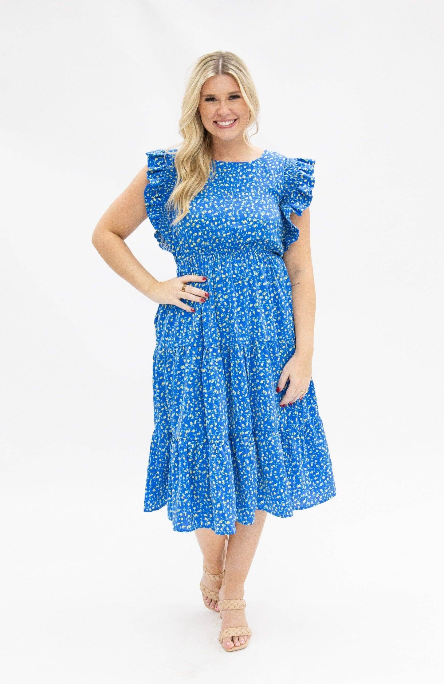Blue Floral Tiered Dress PP155