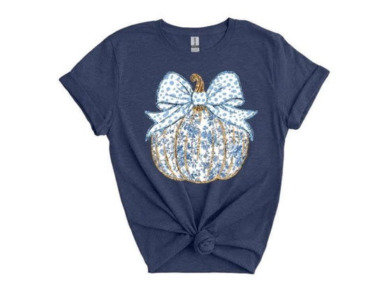 Blue Toile Pumpkin Tee PP059