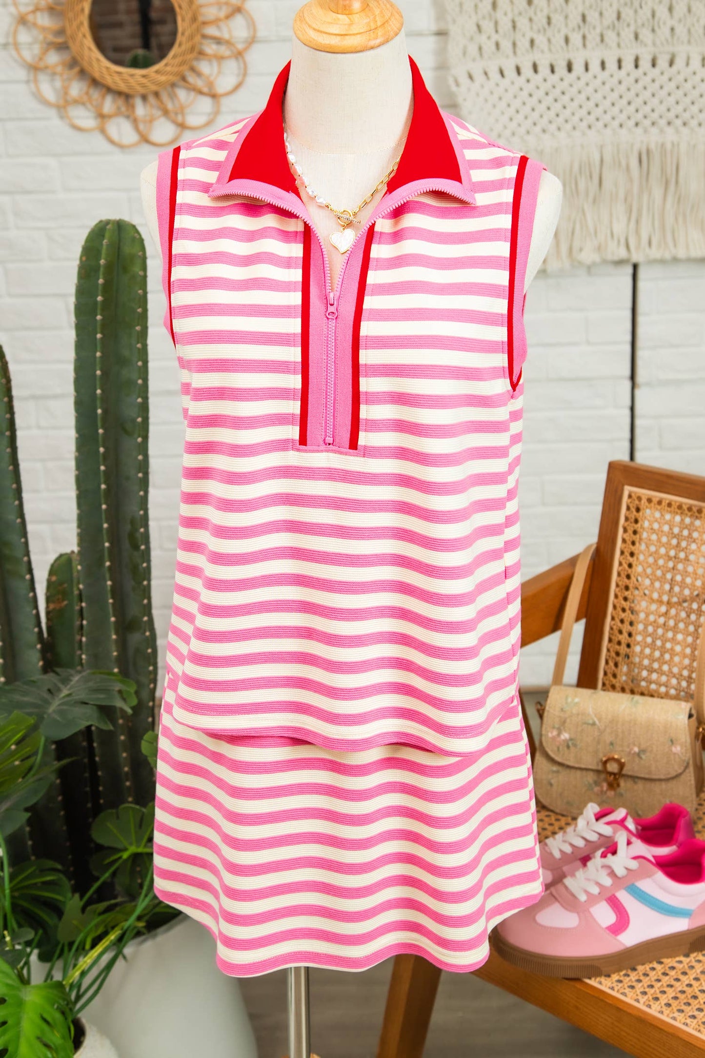 LDC Striped Sleeveless Polo Two-Piece Set Casual Outfit PP166