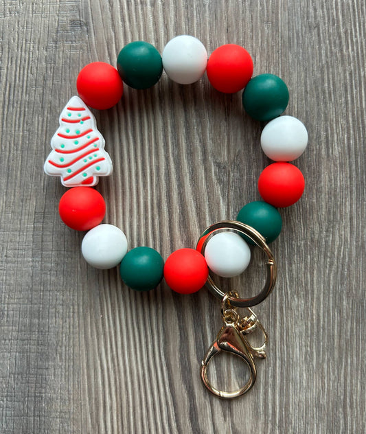 Christmas Tree Cake Silicone Beaded Keychain PP108