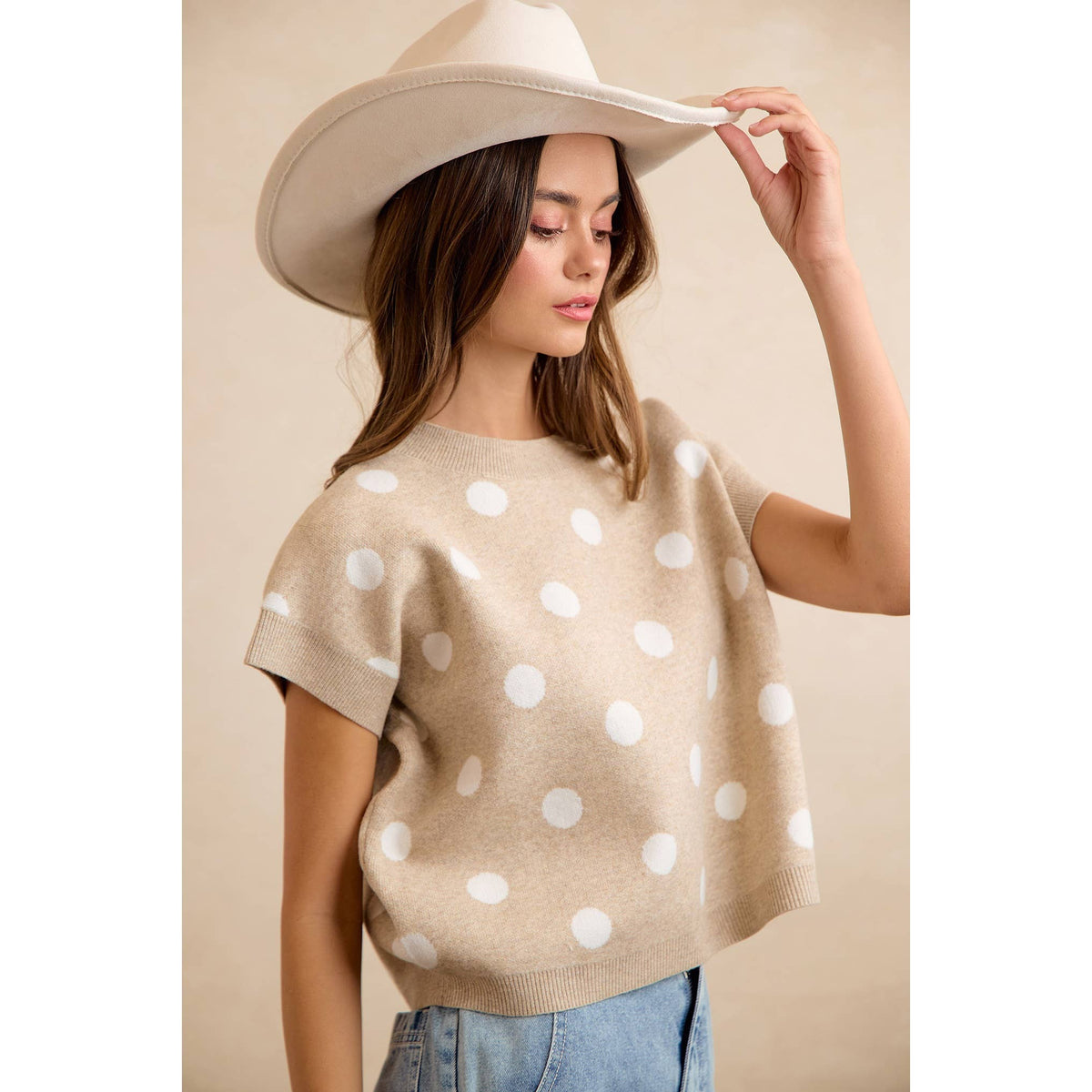 POLKA DOT KNIT SLEEVELESS TOP PP178
