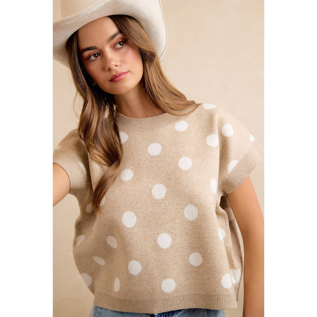 POLKA DOT KNIT SLEEVELESS TOP PP178