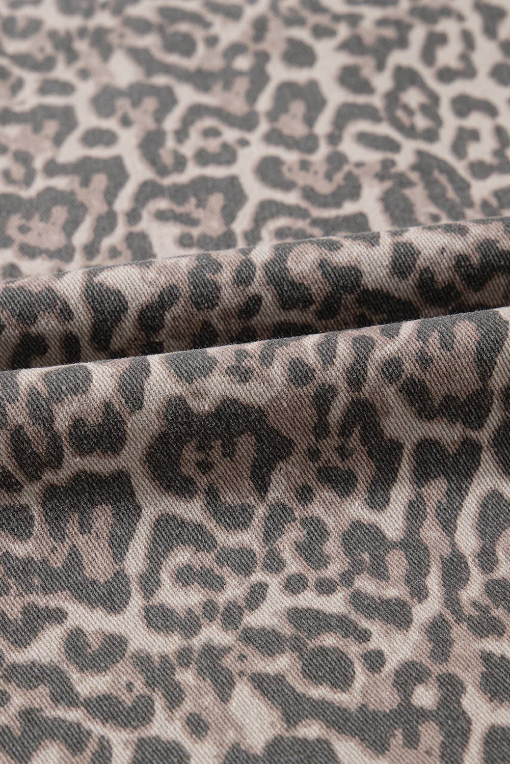 Spring Leopard Frayed Edge Wide Leg High Waist Jeans PP124