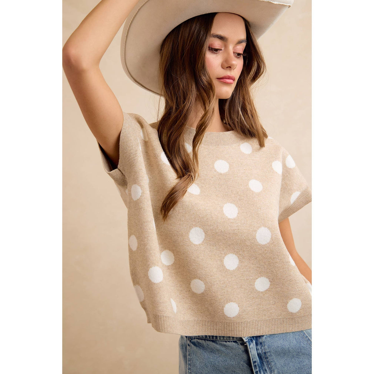 POLKA DOT KNIT SLEEVELESS TOP PP178