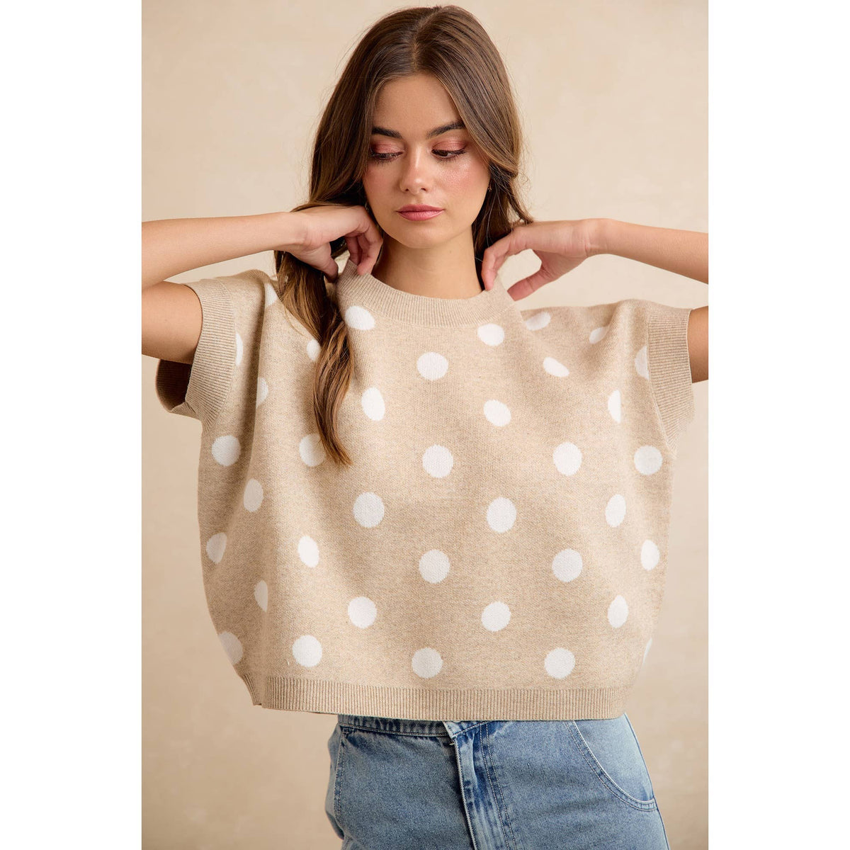 POLKA DOT KNIT SLEEVELESS TOP PP178