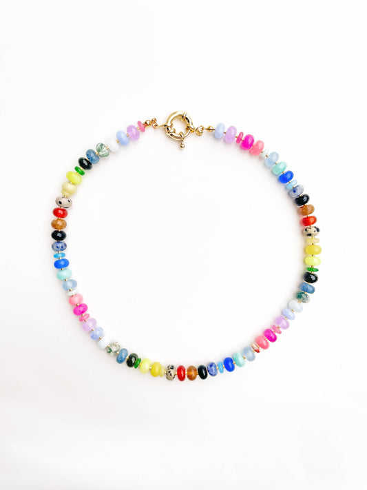 Color Theory - Rainbow Gemstone Bead Necklace PP167