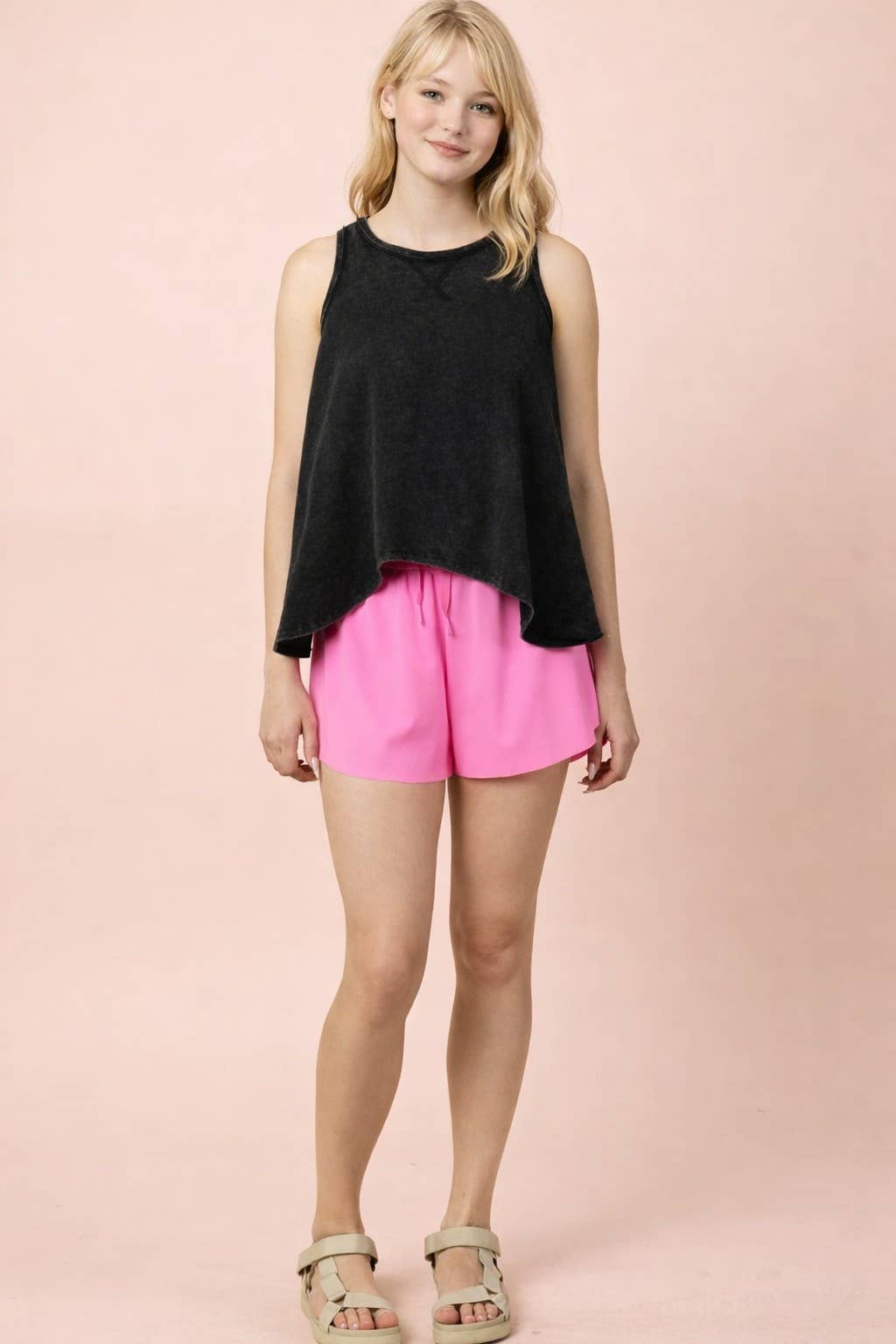 NP70872-Side Overlap Activewear Shorts W/ Shorts Lining