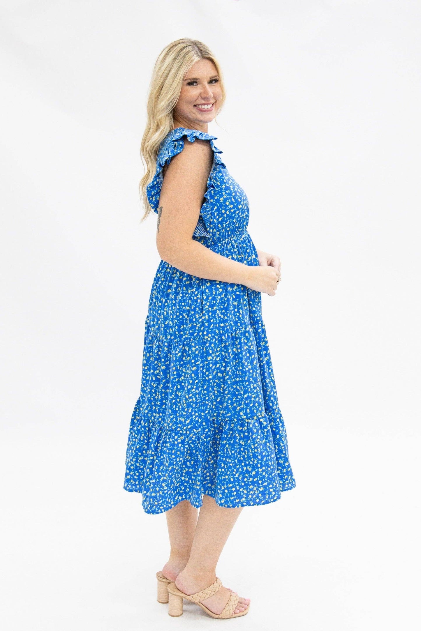 Blue Floral Tiered Dress PP155
