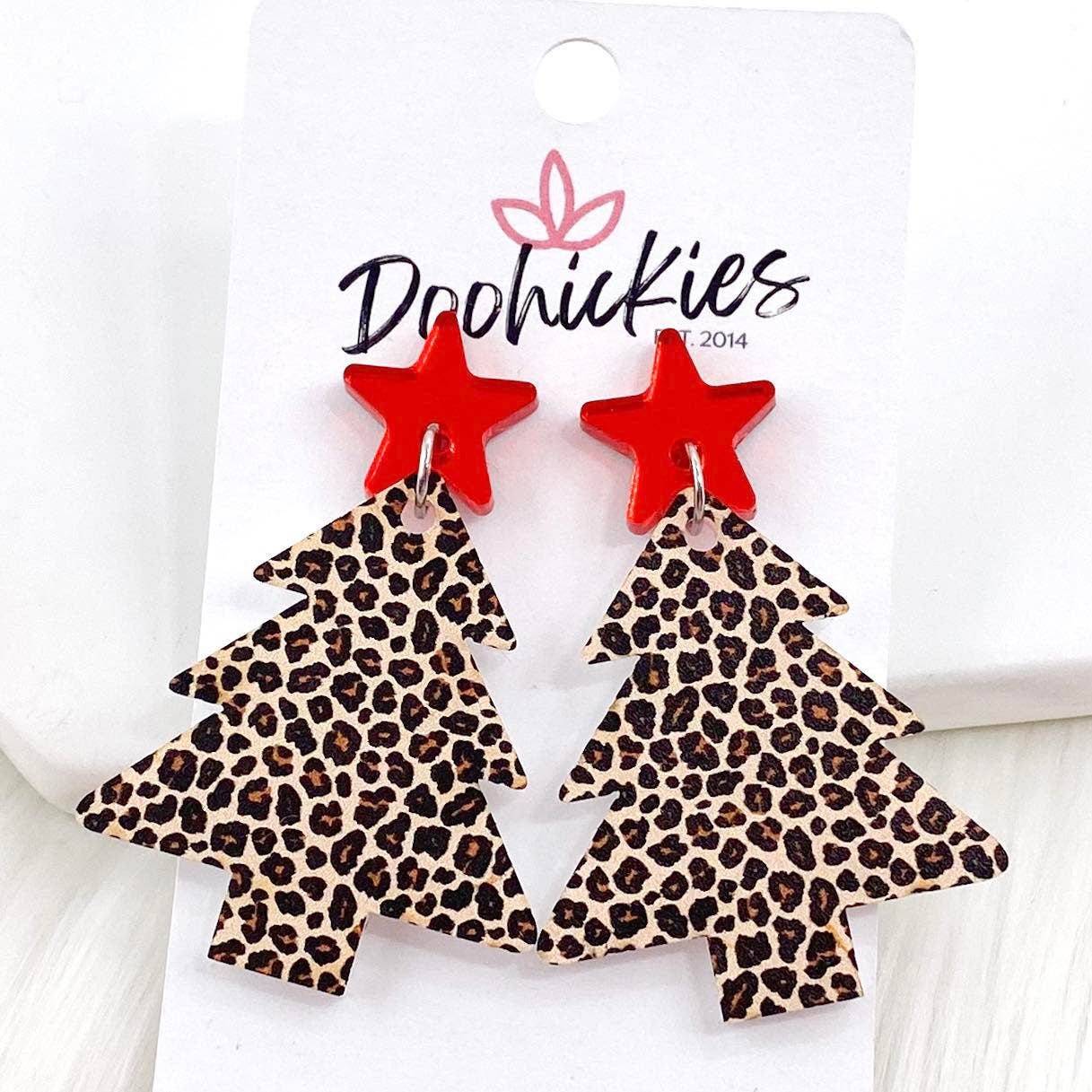 2" Red Star & Leopard Acrylic Tree Dangles PP100