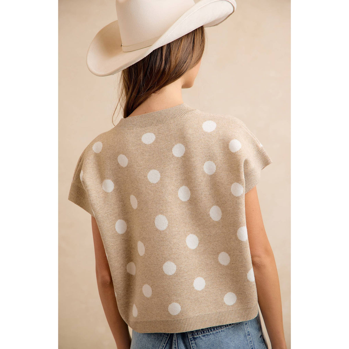 POLKA DOT KNIT SLEEVELESS TOP PP178