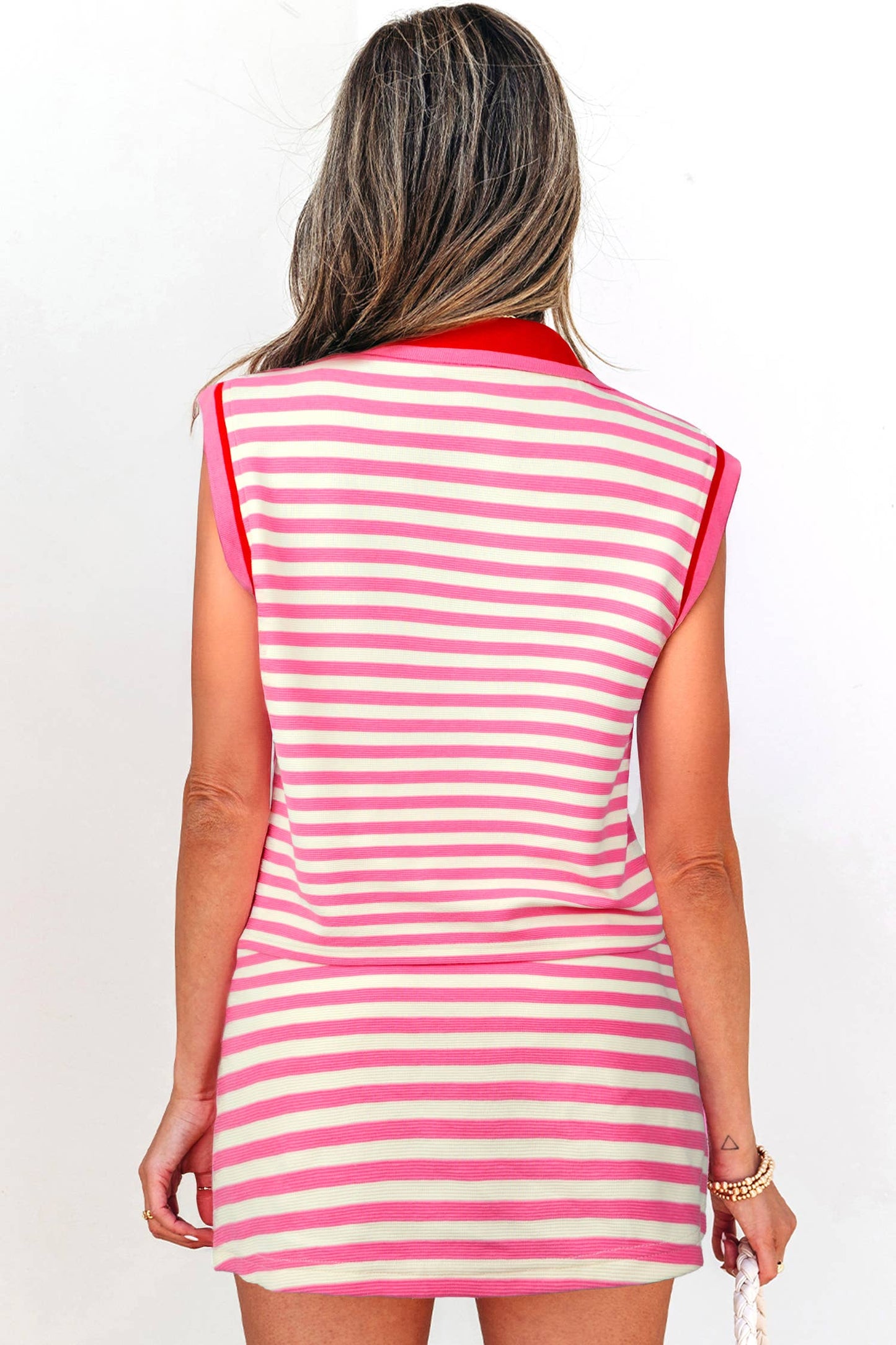LDC Striped Sleeveless Polo Two-Piece Set Casual Outfit PP166