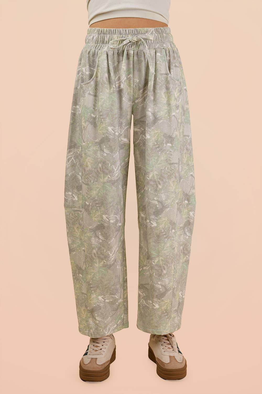 Camo Print Casual Knit Barrel Pants PP127