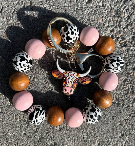 Longhorn Western Focal Bead Wristlet Keychain PP111
