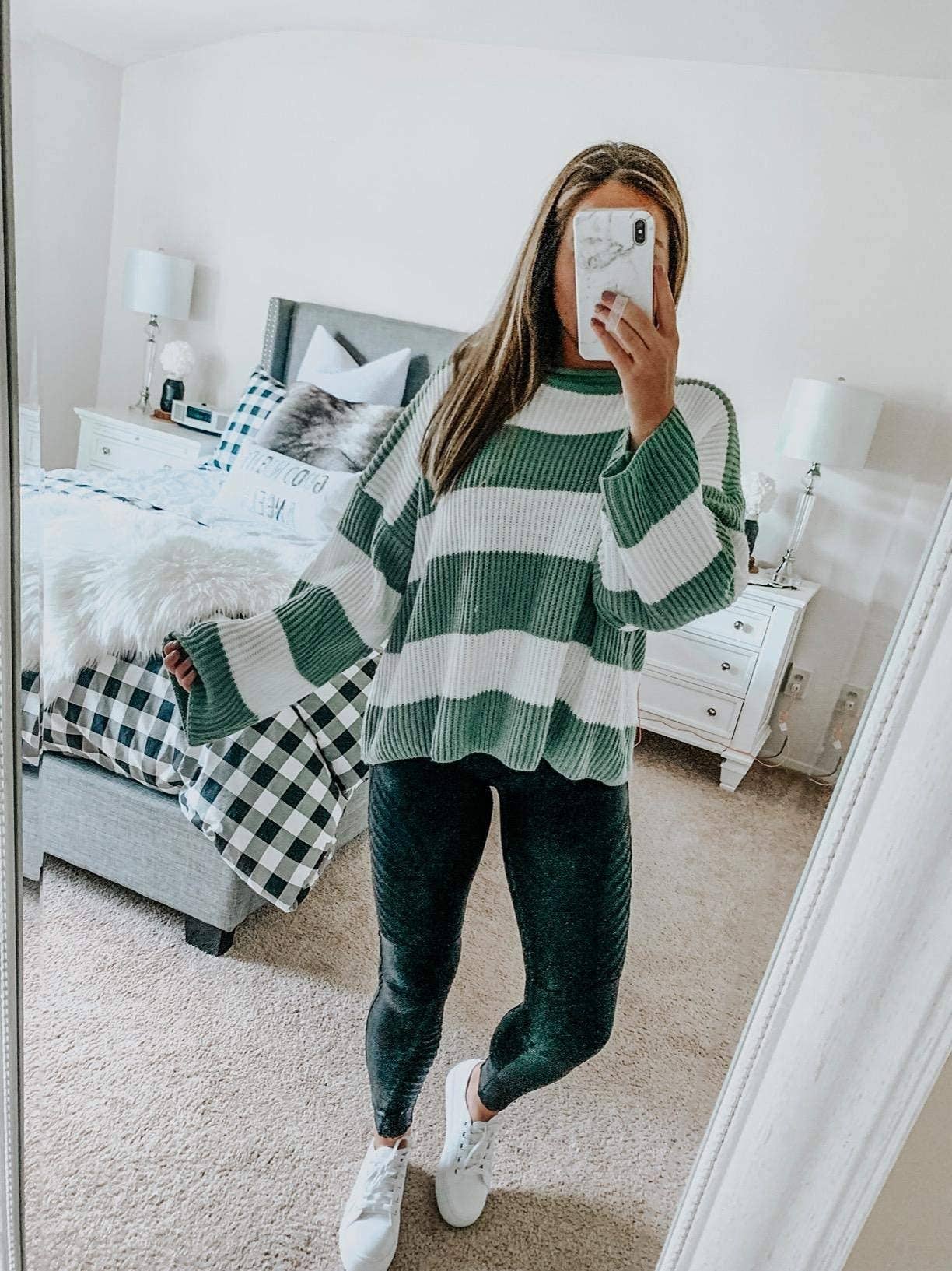 Crew-Neck Long Sleeve Color Striped Sweater PP118