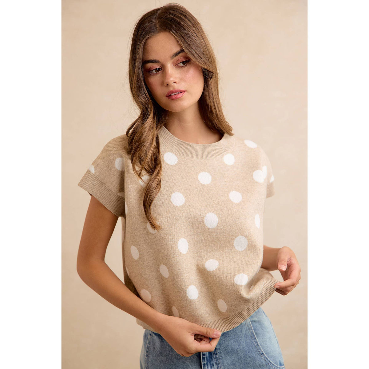 POLKA DOT KNIT SLEEVELESS TOP PP178