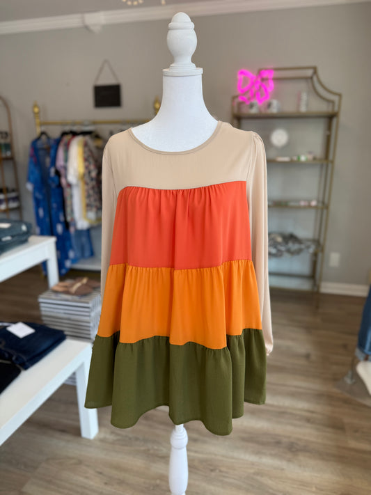 Tri-Colored Fall Blouse PP0016