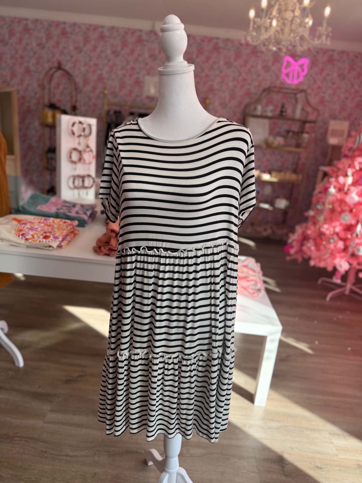 Hemish Striped Ruffle Dress PP0202