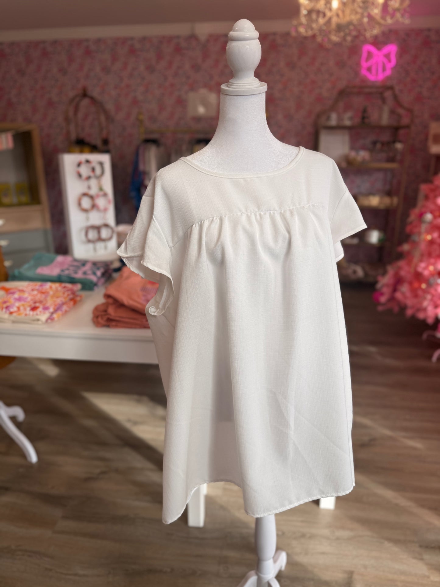 Haptics White Flowy Blouse PP087