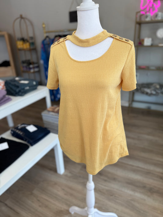 Mustard Button Blouse PP015