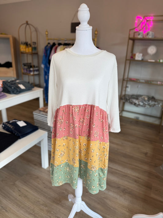 Cream Tri-Colored Dress PP010