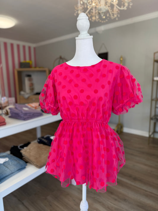 Polka Dot Pink Blouse RR029
