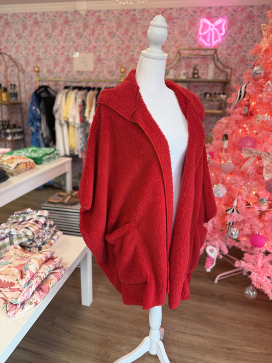 Red Fluffy Cardigan PP091