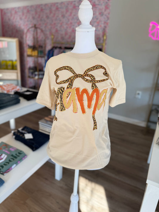 Mama Leopard Bow Graphic Tee PP043