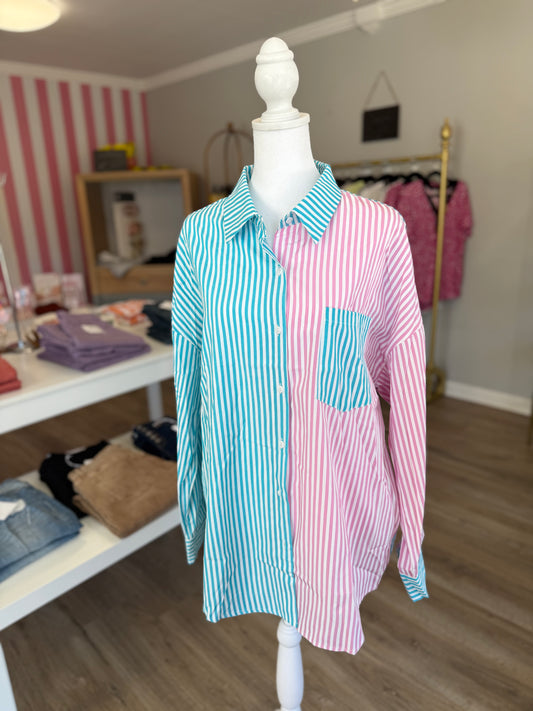Color Block Button Up RR016