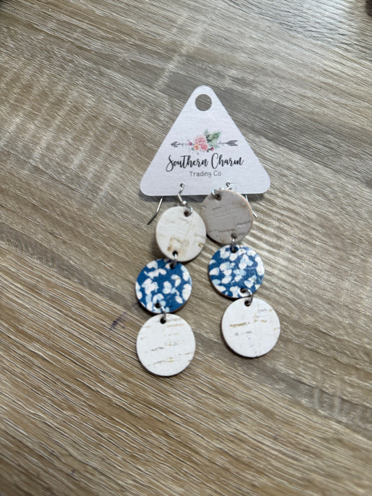 Blue Three Tier Earrings PP056