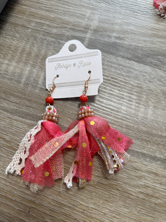 Pink & Gold Dangle Earrings PP054