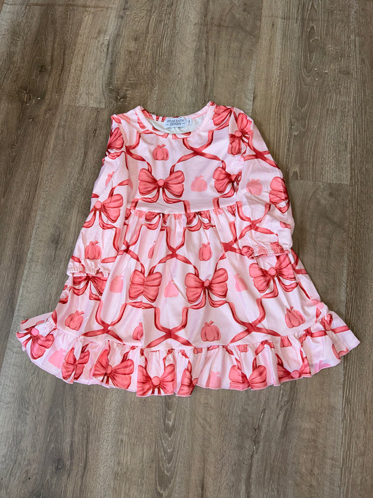 Autumn Bow Print Girl’s Long Sleeve Dress PP073