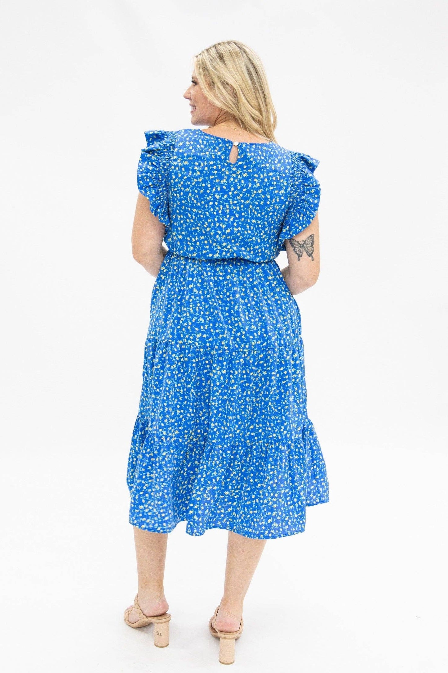 Blue Floral Tiered Dress PP155