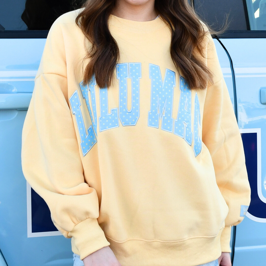LM-SW-1008-PD Butter/Light Blue Polka Dot Sweatshirt PP140