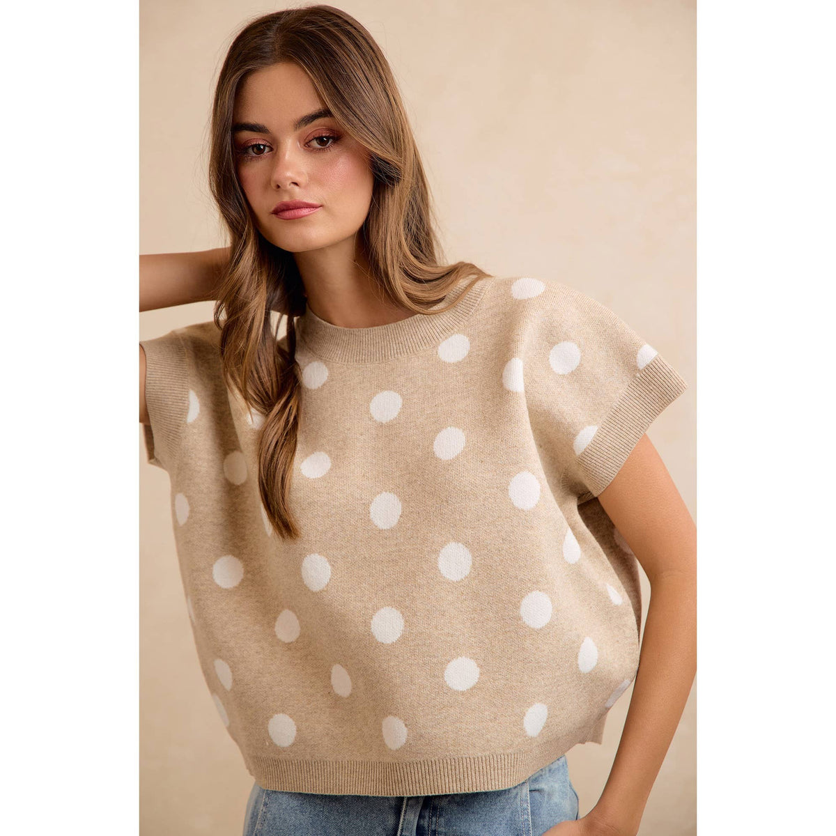 POLKA DOT KNIT SLEEVELESS TOP PP178