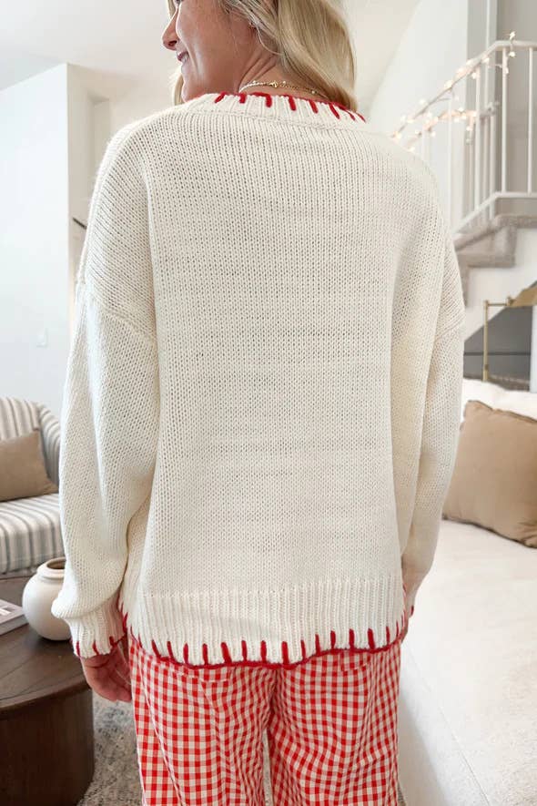 Laid-back Style Knitted Bow Jacquard Sweater PP117