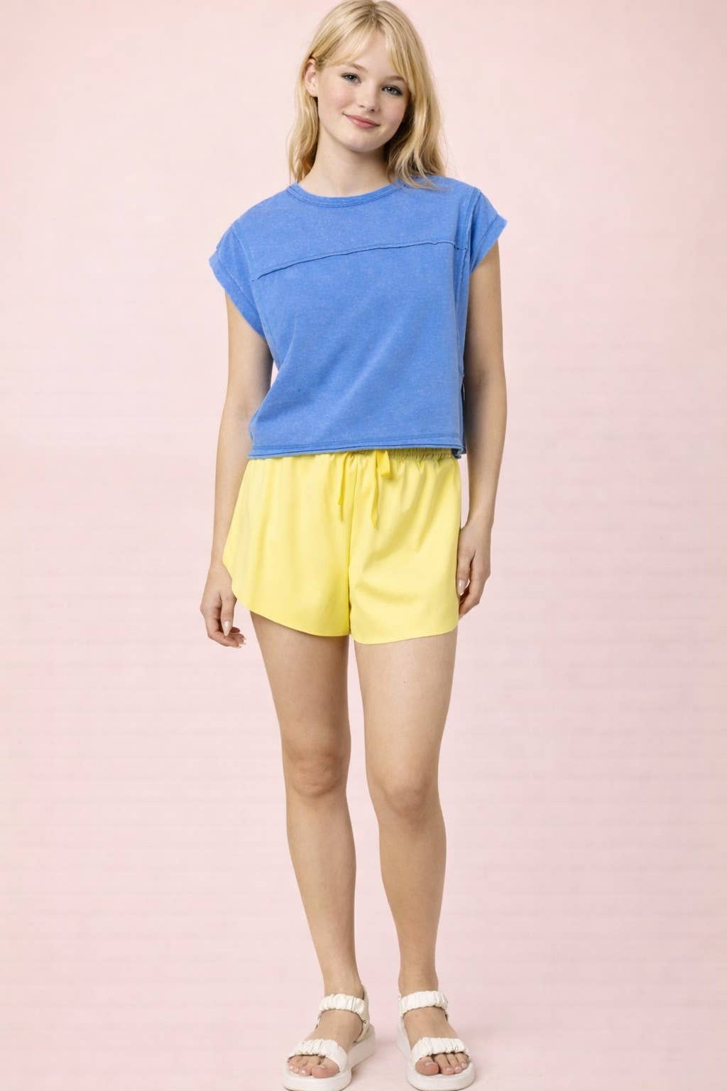 NP70872-Side Overlap Activewear Shorts W/ Shorts Lining