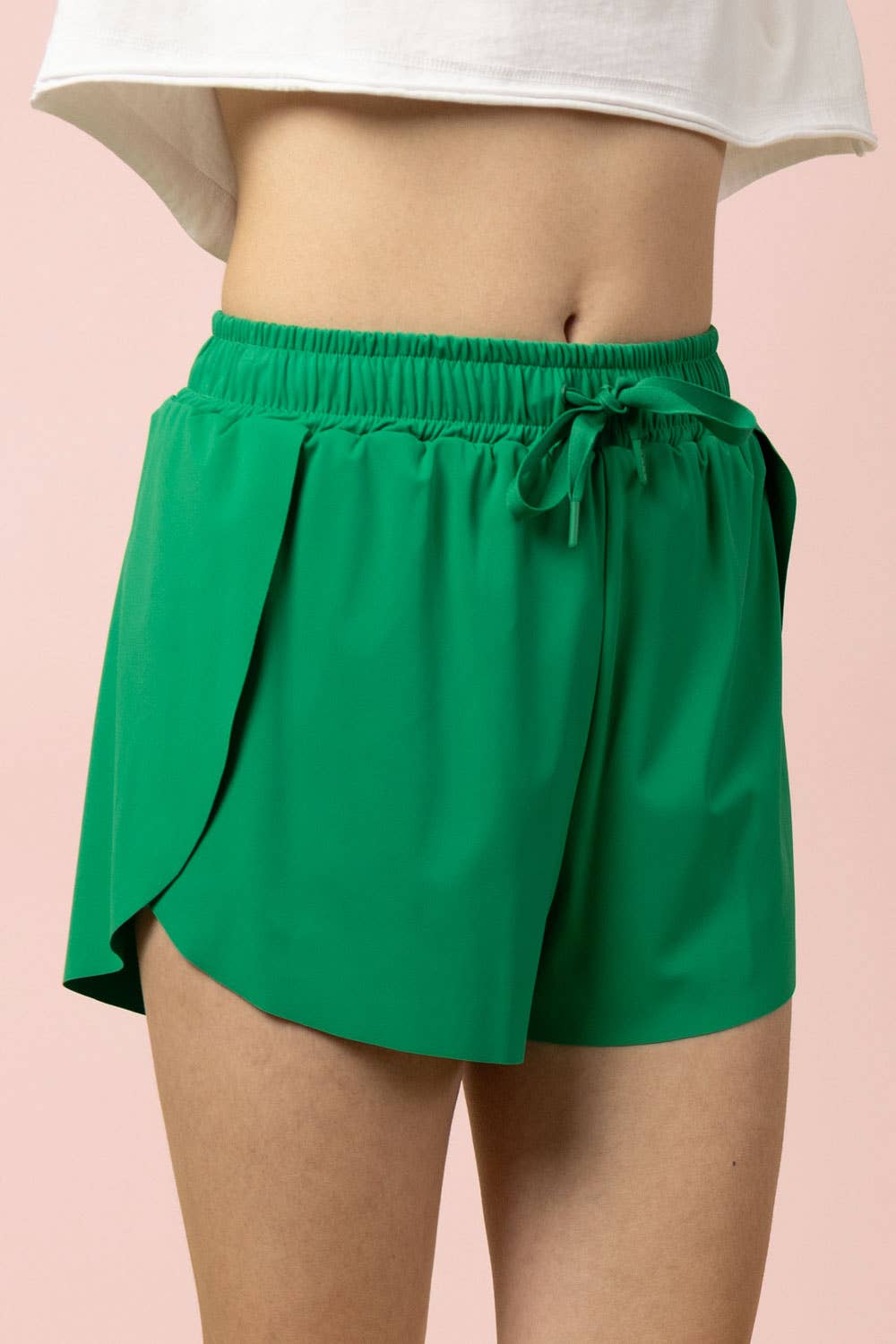 NP70872-Side Overlap Activewear Shorts W/ Shorts Lining