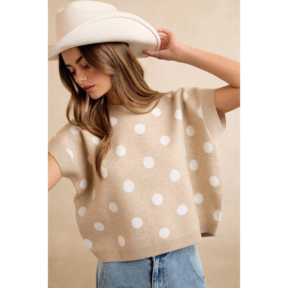 POLKA DOT KNIT SLEEVELESS TOP PP178