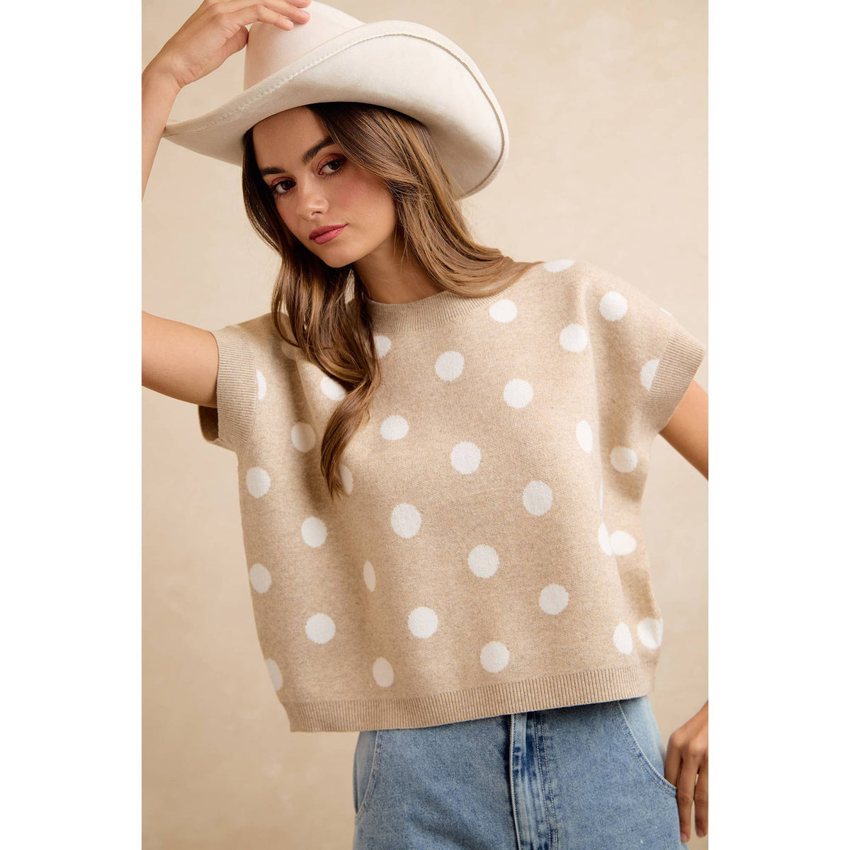 POLKA DOT KNIT SLEEVELESS TOP PP178