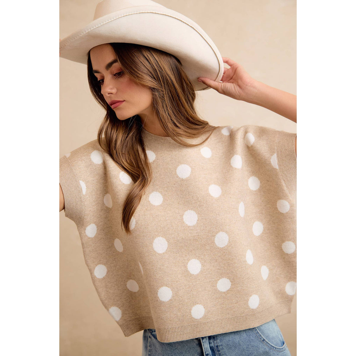 POLKA DOT KNIT SLEEVELESS TOP PP178