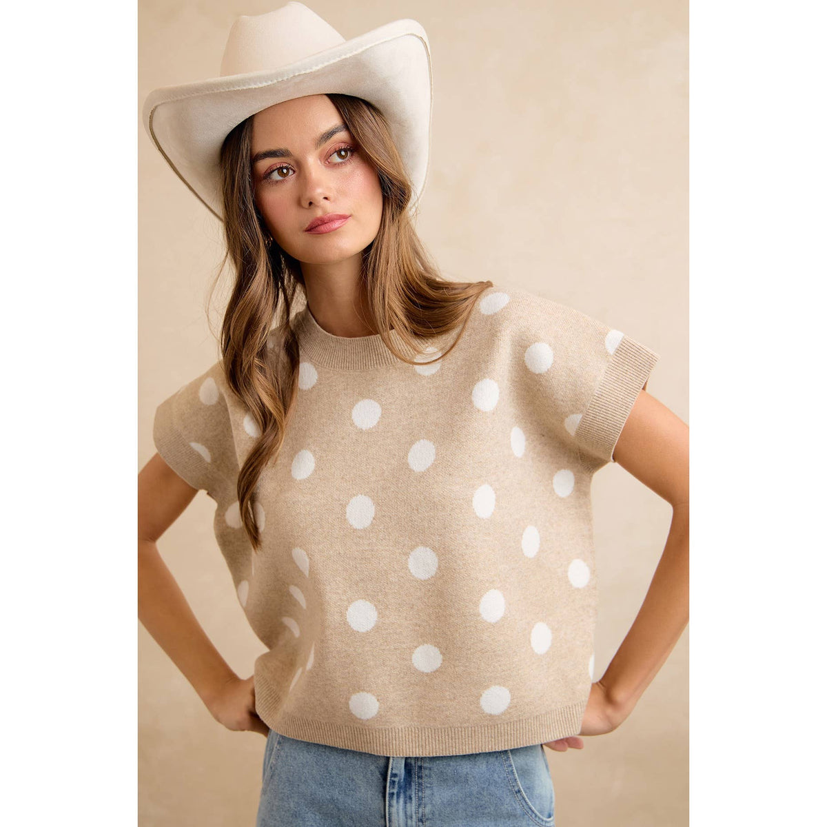 POLKA DOT KNIT SLEEVELESS TOP PP178